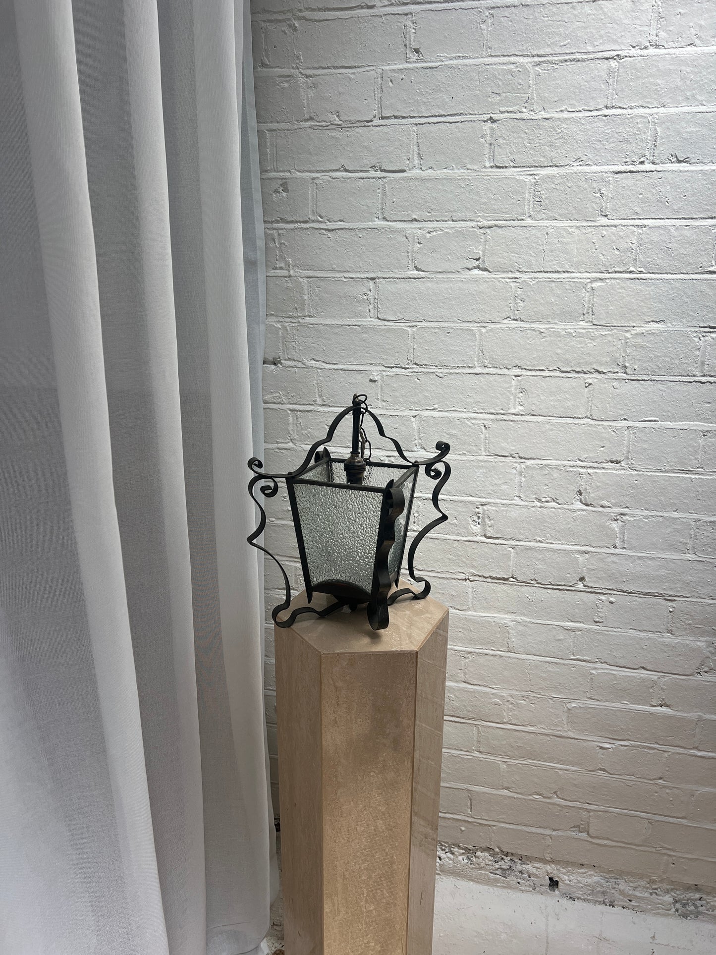 GLASS WROUGHT IRON LANTERN
