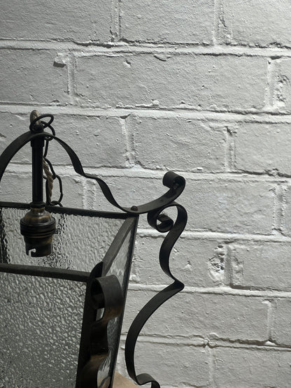 GLASS WROUGHT IRON LANTERN