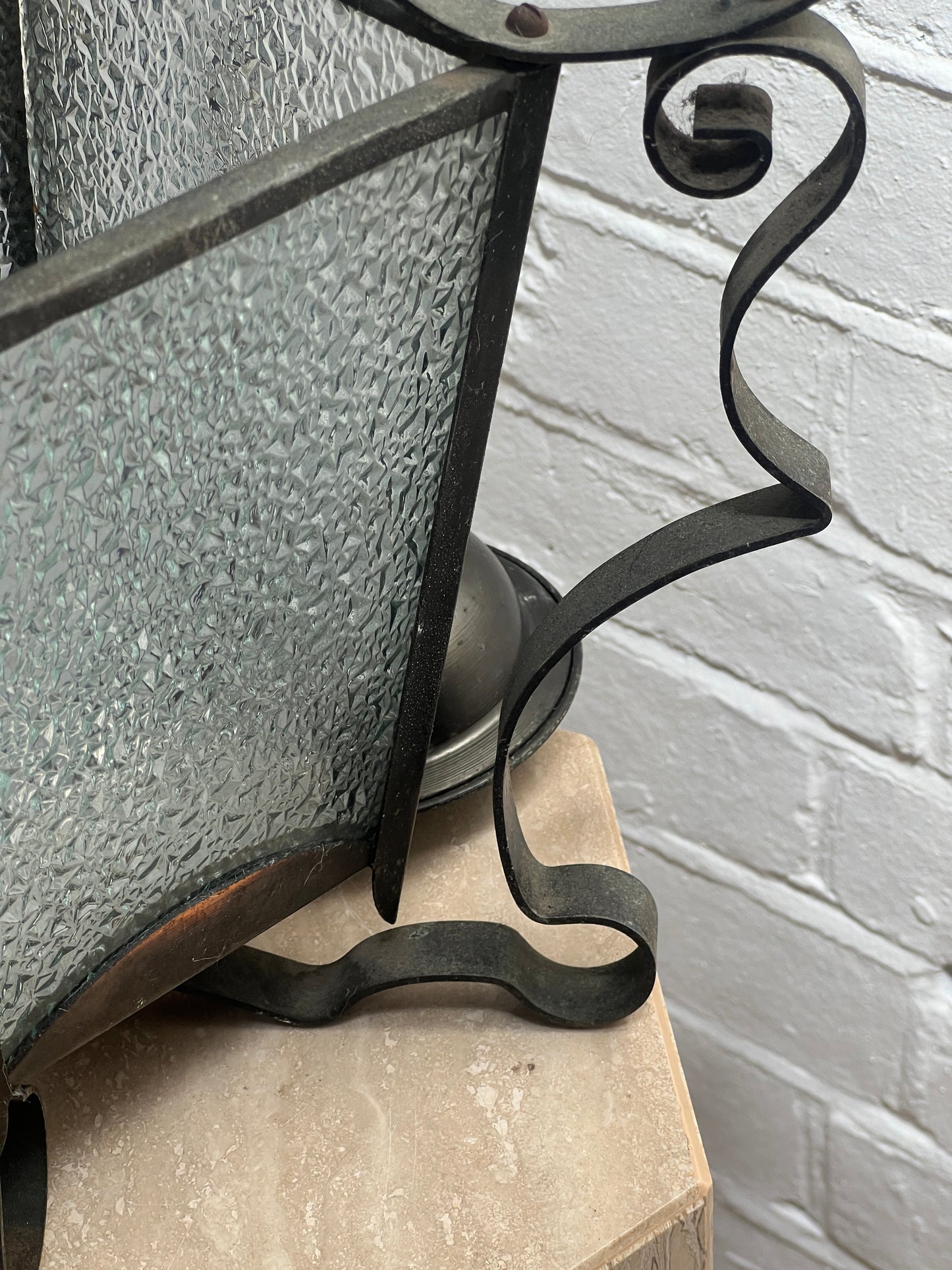 GLASS WROUGHT IRON LANTERN