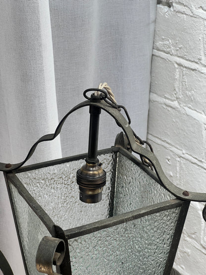 GLASS WROUGHT IRON LANTERN