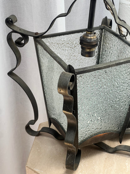 GLASS WROUGHT IRON LANTERN
