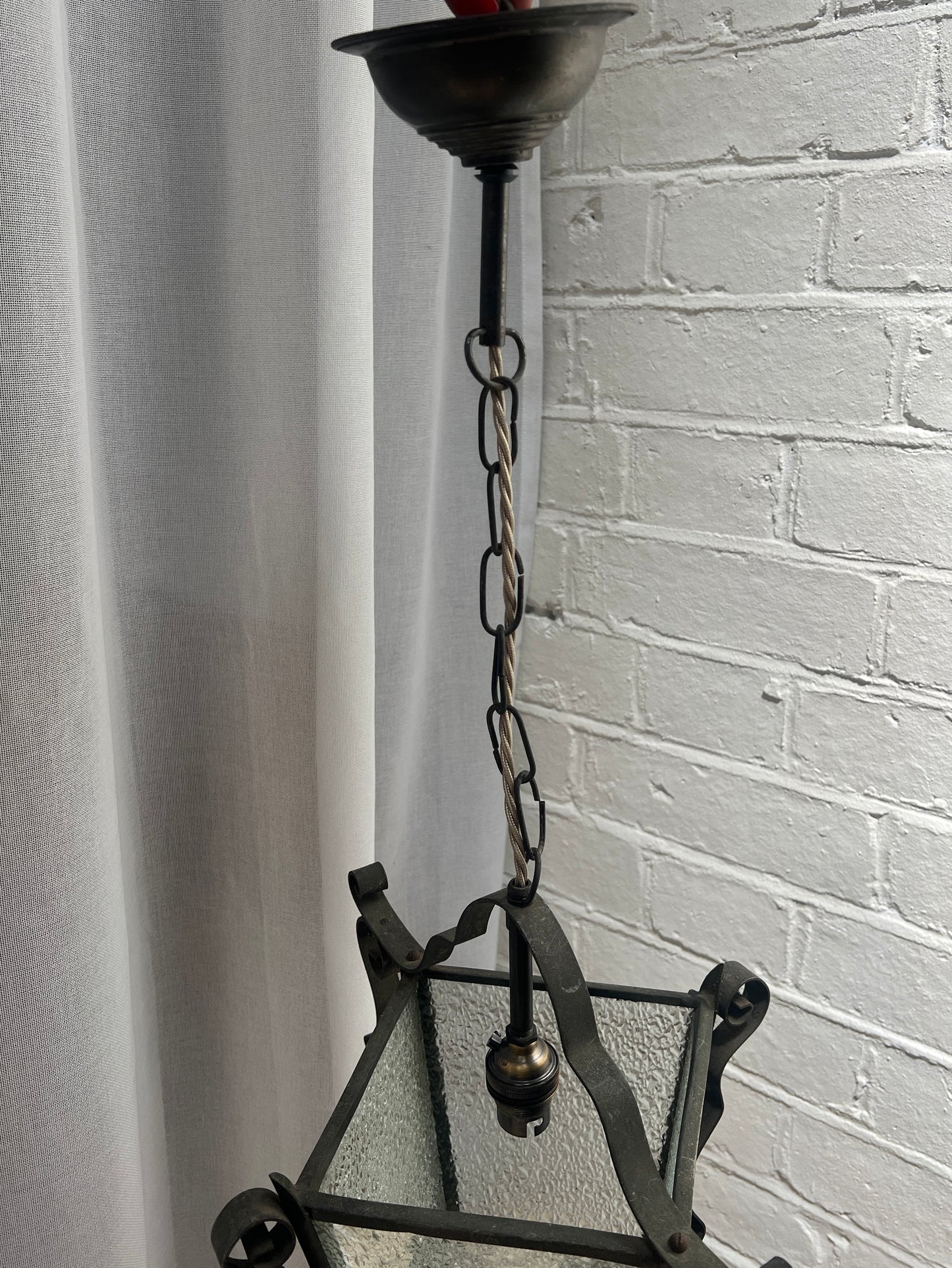 GLASS WROUGHT IRON LANTERN
