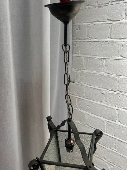 GLASS WROUGHT IRON LANTERN
