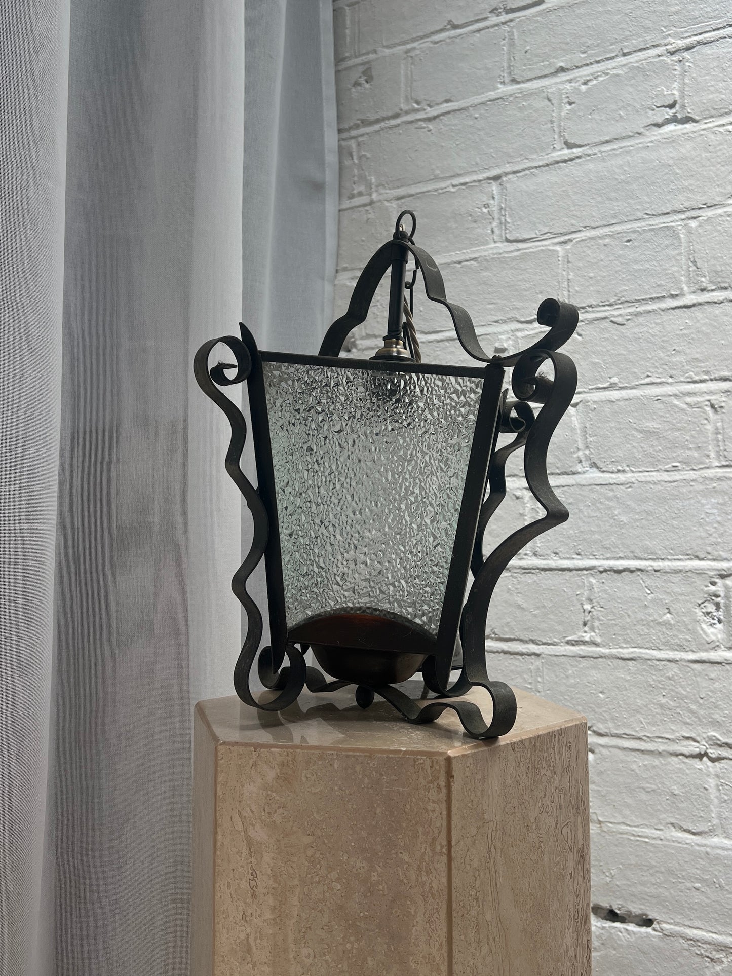 GLASS WROUGHT IRON LANTERN