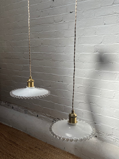 PAIR OF VINTAGE FRENCH FRILLED COOLIE PENDANTS