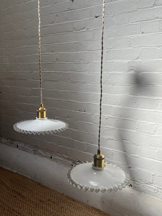 PAIR OF VINTAGE FRENCH FRILLED COOLIE PENDANTS