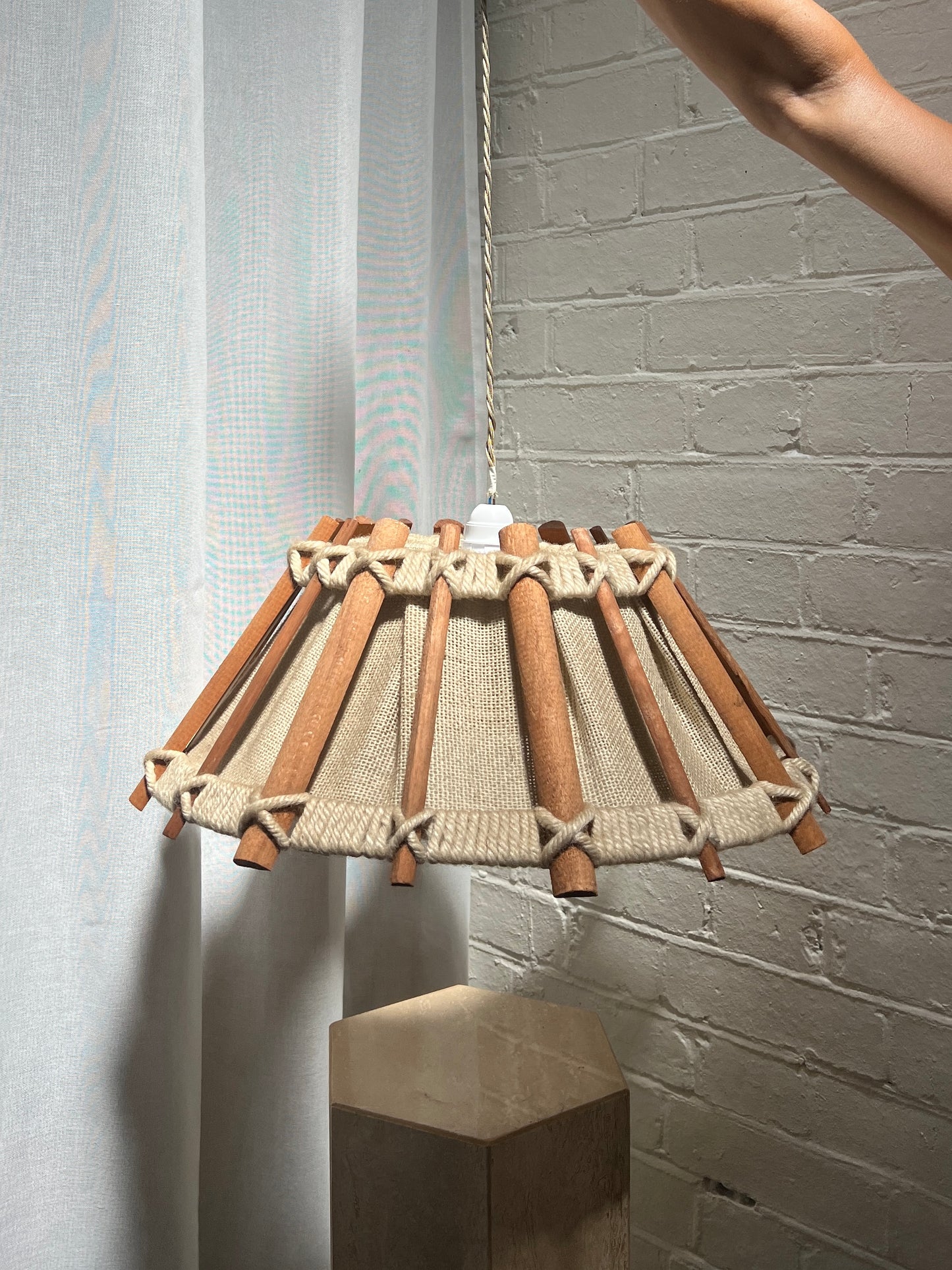 FRENCH 70S WOVEN CEILING PENDANT