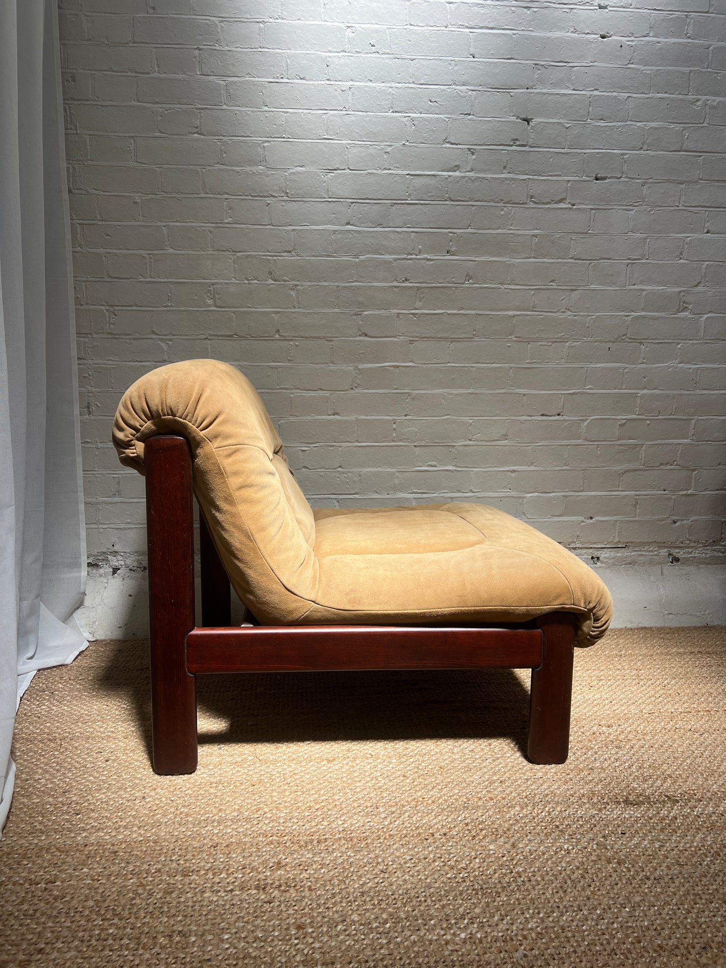 70S CREAM SUEDE MODULAR LOUNGE CHAIR – ONE