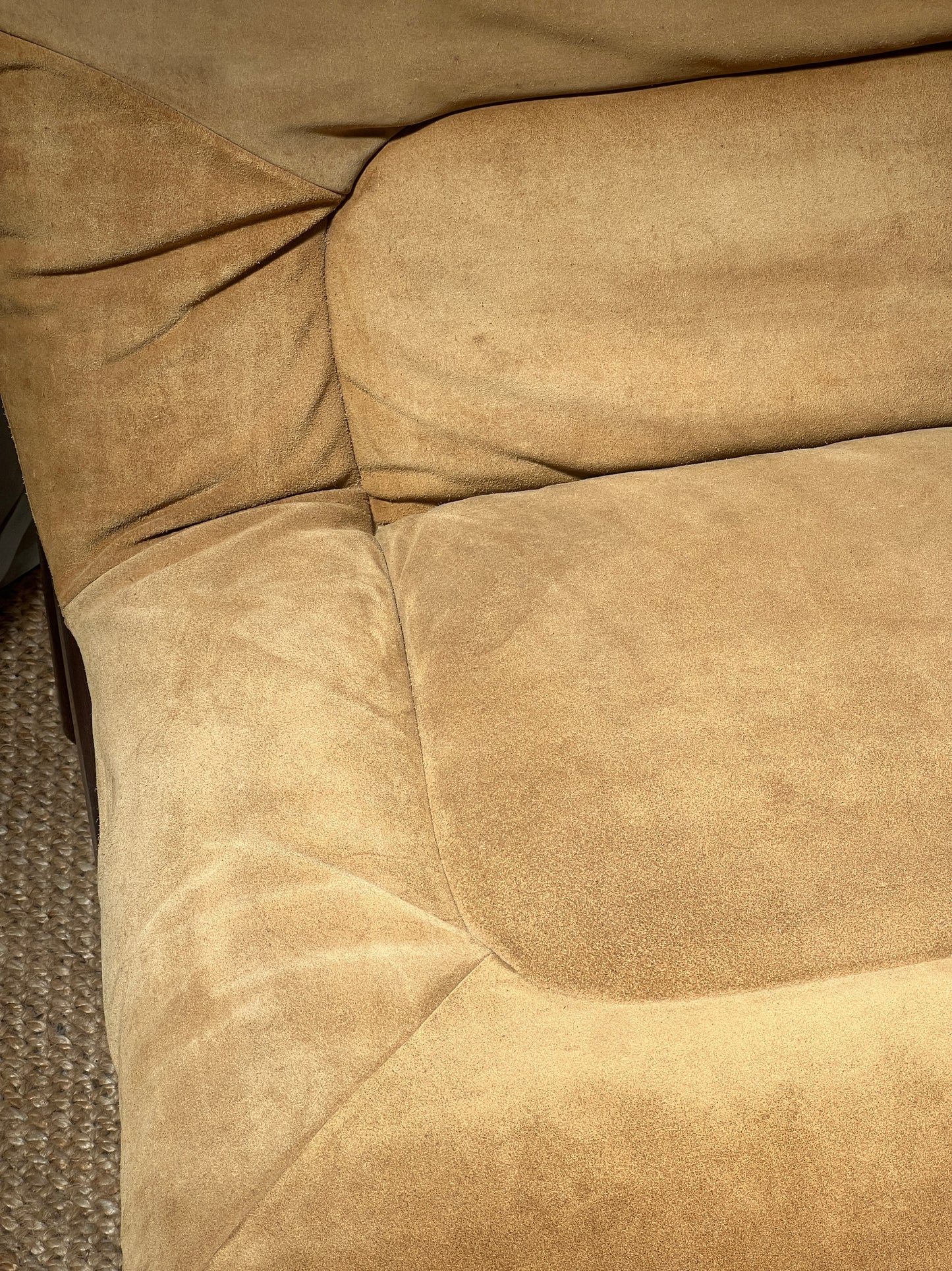 70S CREAM SUEDE MODULAR LOUNGE CHAIR – TWO