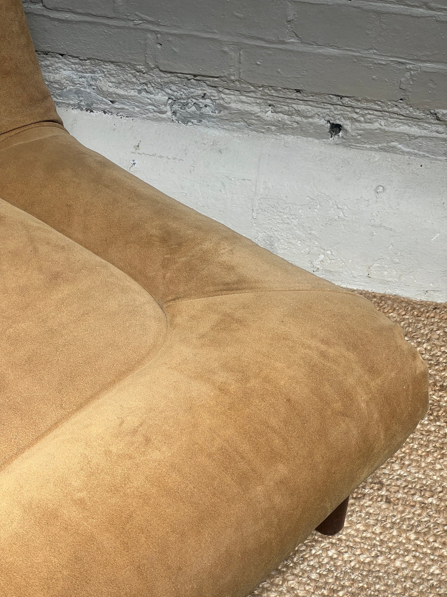 70S CREAM SUEDE MODULAR LOUNGE CHAIR – TWO