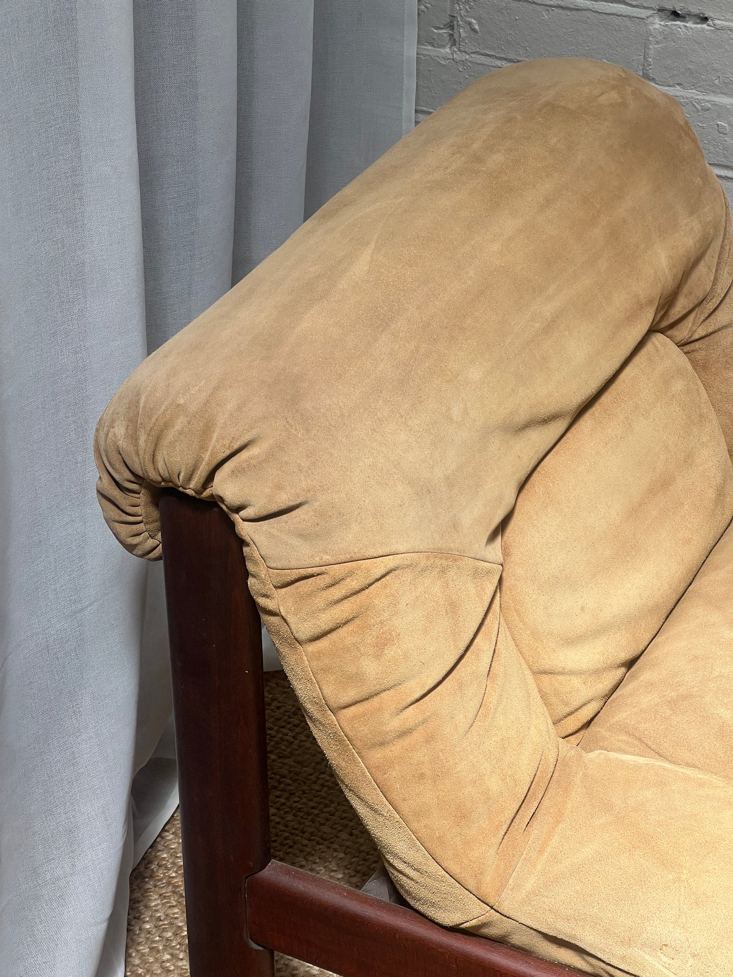 70S CREAM SUEDE MODULAR LOUNGE CHAIR – TWO