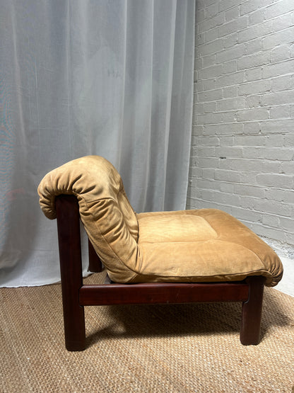 70S CREAM SUEDE MODULAR LOUNGE CHAIR – TWO