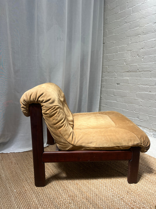 70S CREAM SUEDE MODULAR LOUNGE CHAIR – TWO