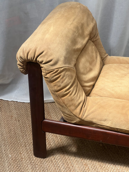 70S CREAM SUEDE MODULAR LOUNGE CHAIR – TWO