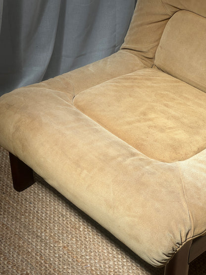 70S CREAM SUEDE MODULAR LOUNGE CHAIR – THREE