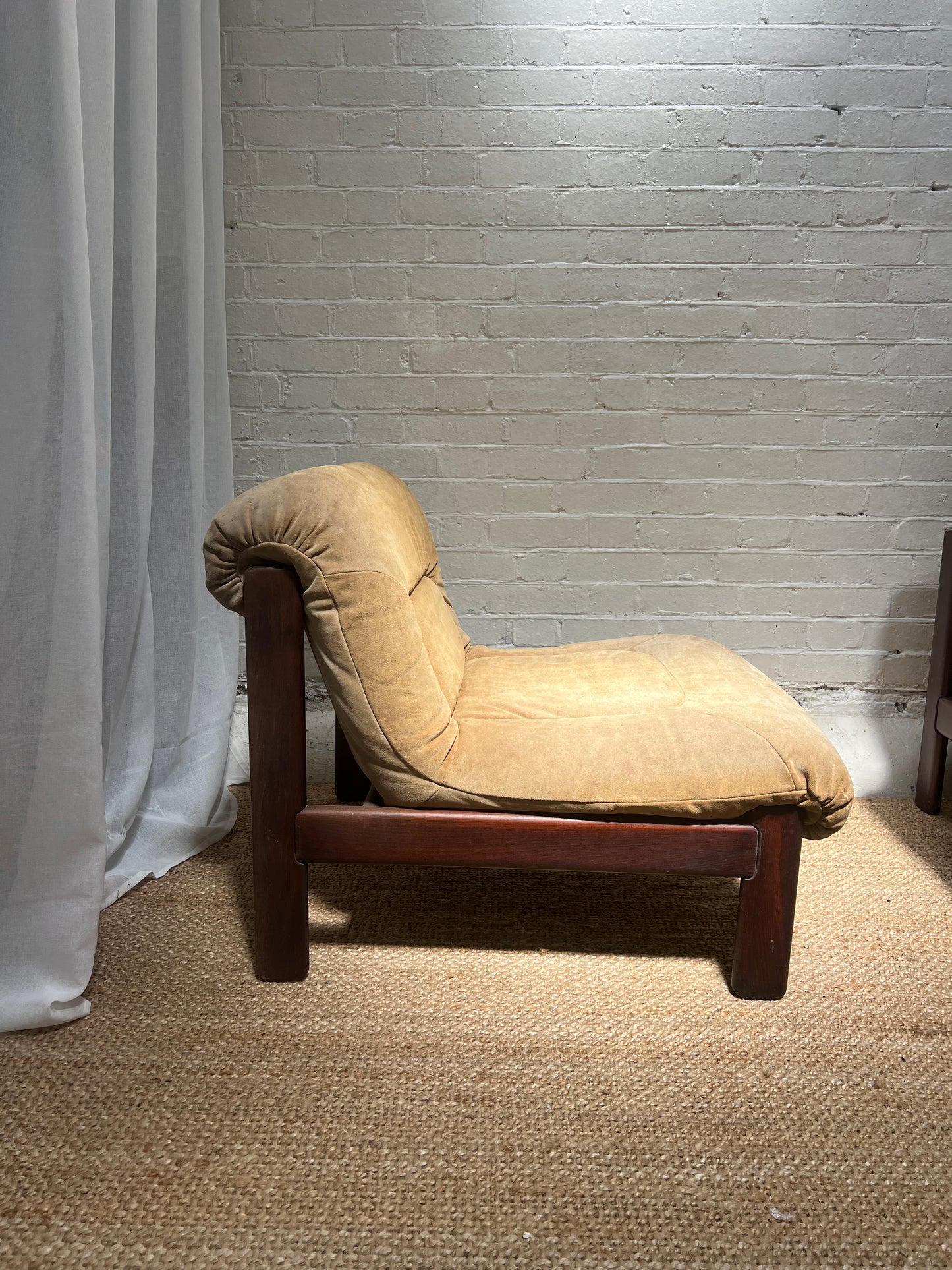 70S CREAM SUEDE MODULAR LOUNGE CHAIR – FOUR