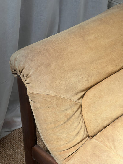 70S CREAM SUEDE MODULAR LOUNGE CHAIR – FOUR