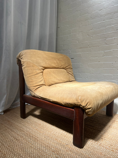 70S CREAM SUEDE MODULAR LOUNGE CHAIR – FOUR