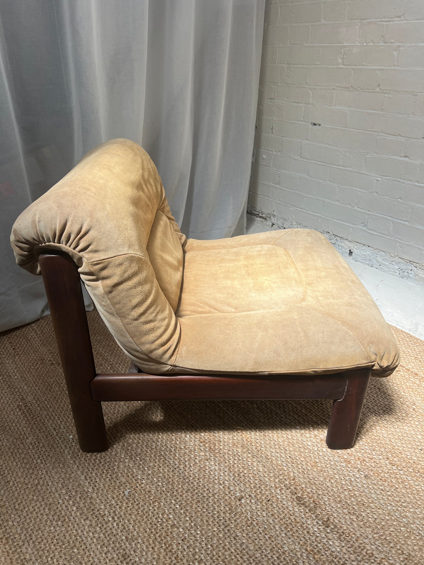 70S CREAM SUEDE MODULAR LOUNGE CHAIR – FOUR