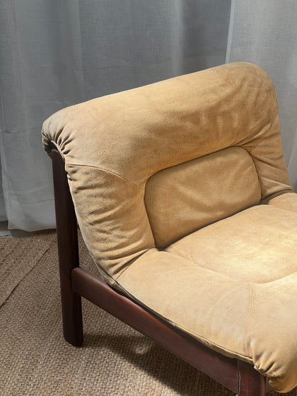 70S CREAM SUEDE MODULAR LOUNGE CHAIR – FOUR