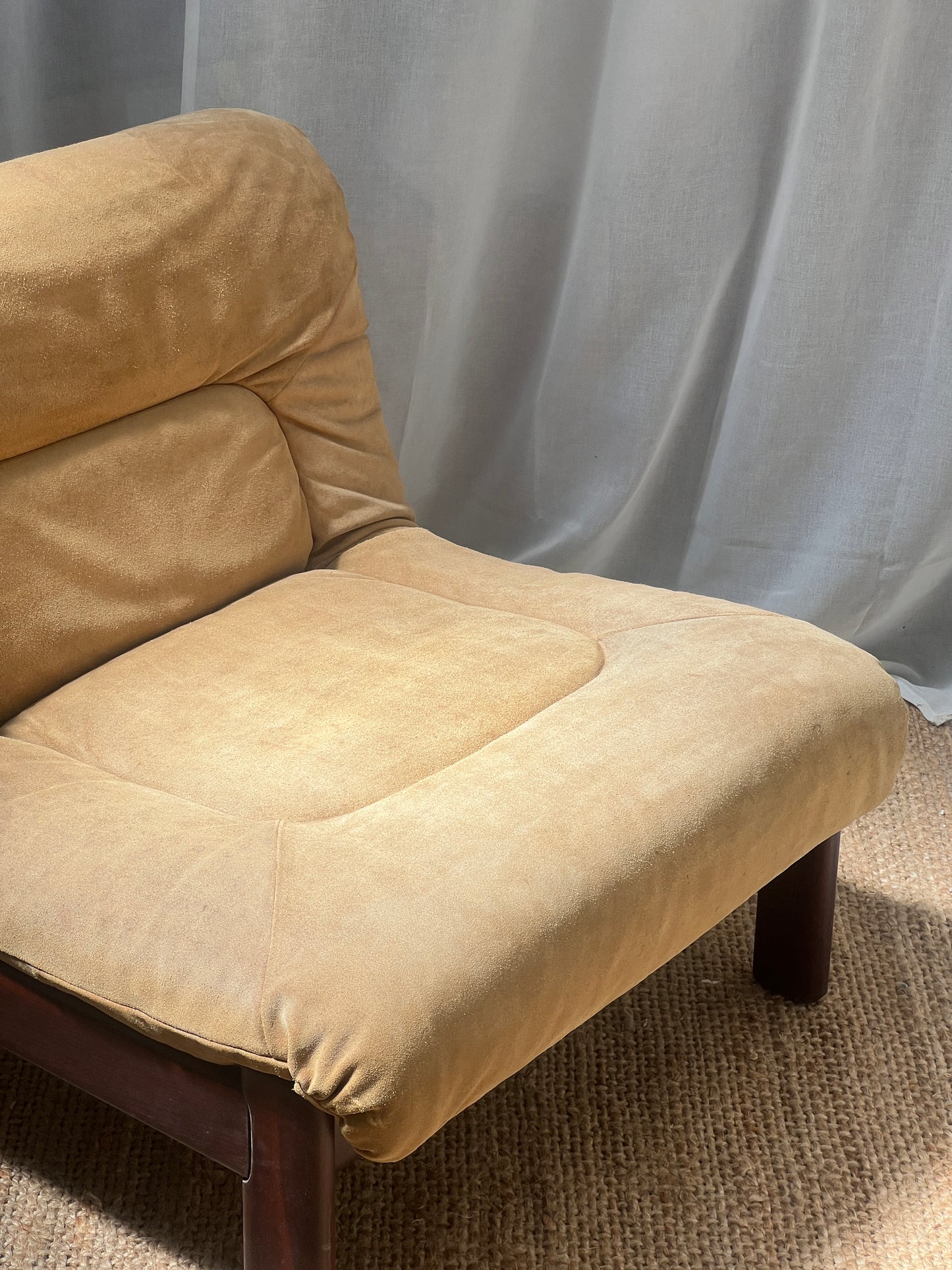70S CREAM SUEDE MODULAR LOUNGE CHAIR – FOUR