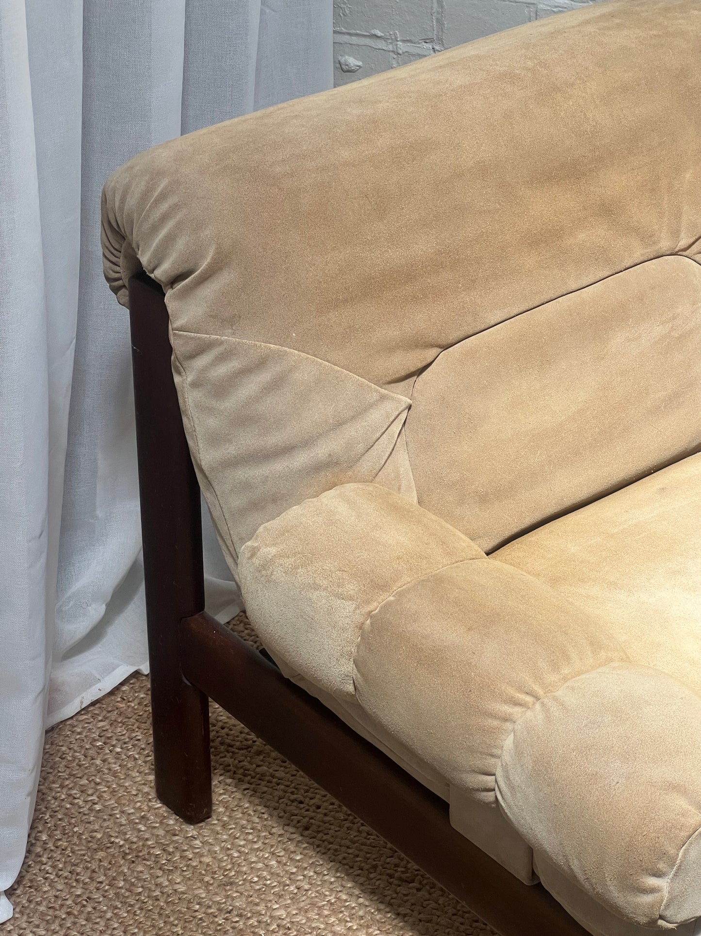 70S CREAM SUEDE MODULAR ARM CHAIR