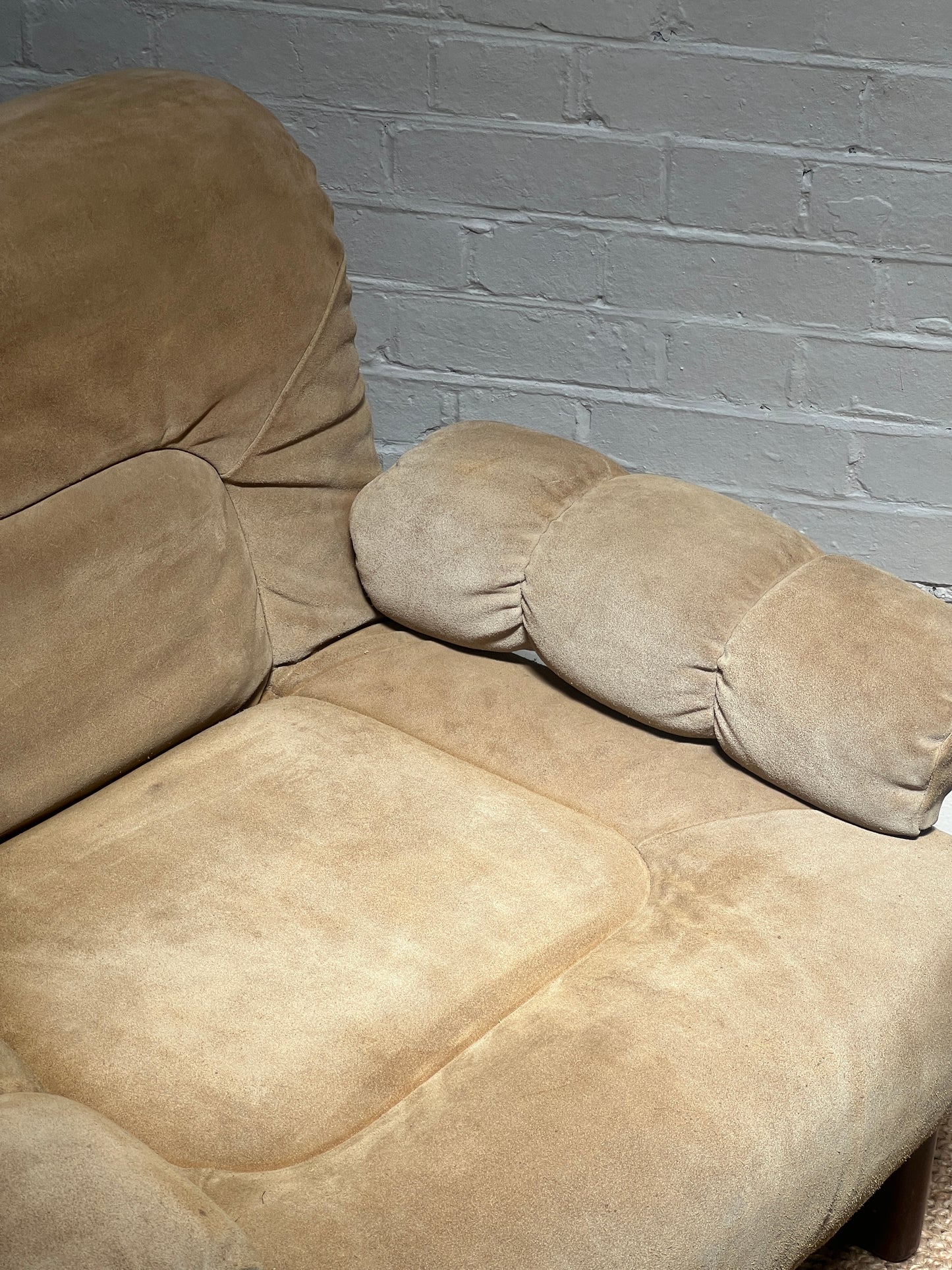 70S CREAM SUEDE MODULAR ARM CHAIR