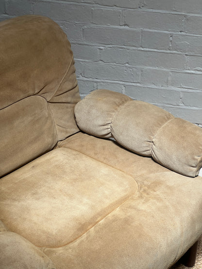 70S CREAM SUEDE MODULAR ARM CHAIR