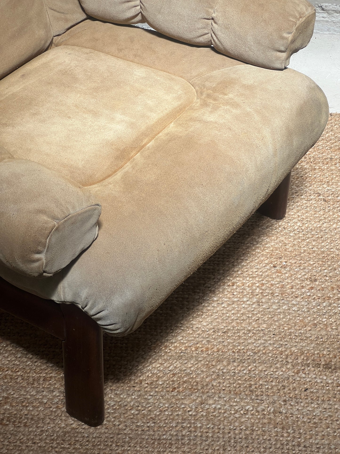 70S CREAM SUEDE MODULAR ARM CHAIR