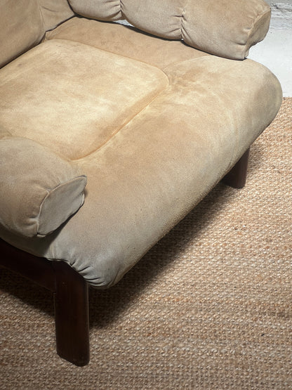 70S CREAM SUEDE MODULAR ARM CHAIR