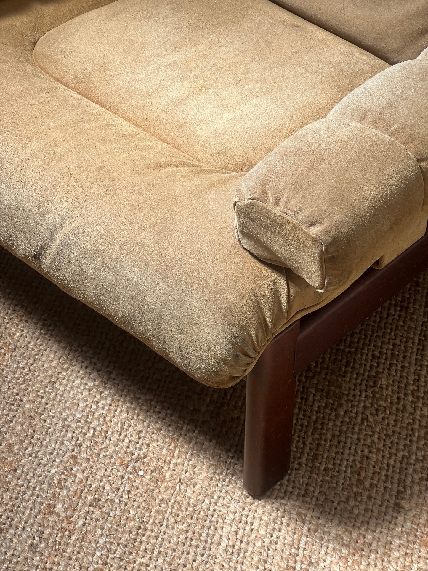 70S CREAM SUEDE MODULAR ARM CHAIR