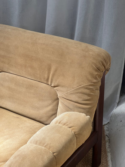 70S CREAM SUEDE MODULAR ARM CHAIR