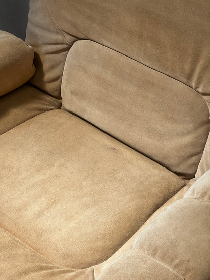 70S CREAM SUEDE MODULAR ARM CHAIR