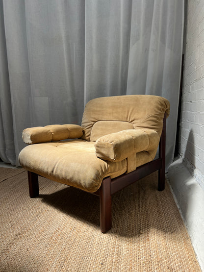 70S CREAM SUEDE MODULAR ARM CHAIR