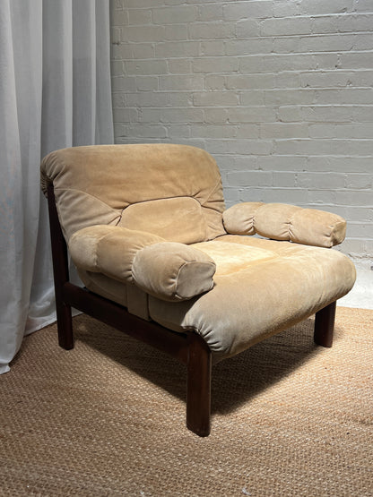70S CREAM SUEDE MODULAR ARM CHAIR