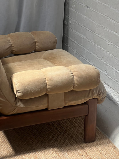 70S CREAM SUEDE MODULAR ARM CHAIR