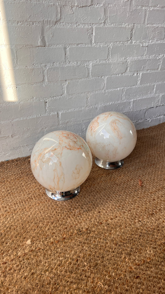PAIR OF ART DECO GLOBE CEILING LIGHTS