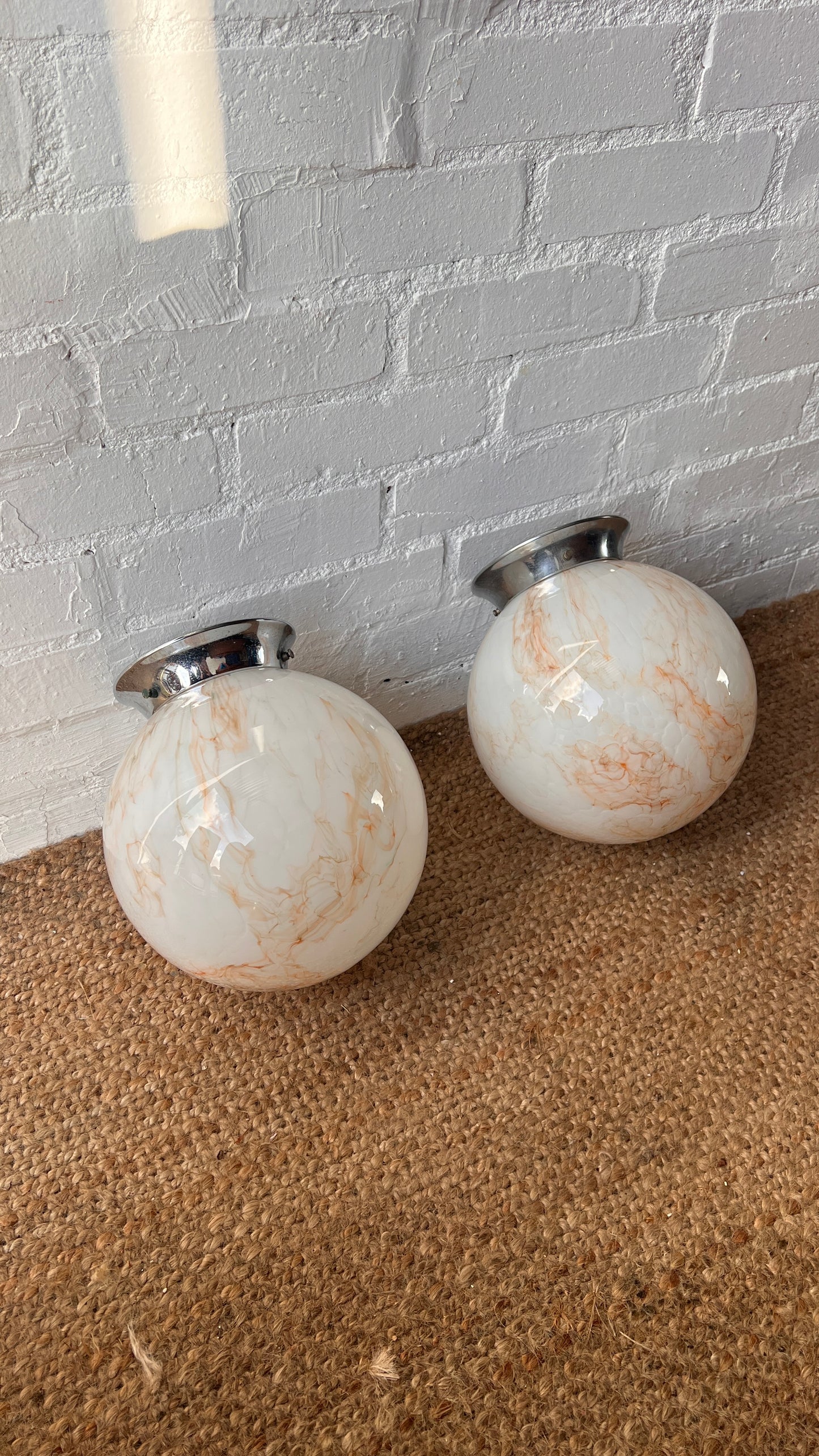 PAIR OF ART DECO GLOBE CEILING LIGHTS