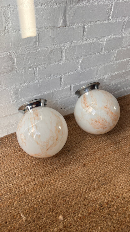 PAIR OF ART DECO GLOBE CEILING LIGHTS