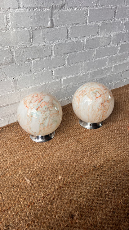 PAIR OF ART DECO GLOBE CEILING LIGHTS