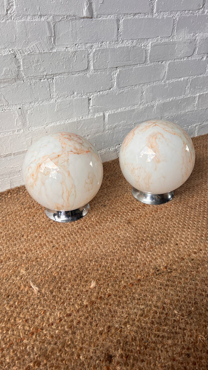 PAIR OF ART DECO GLOBE CEILING LIGHTS