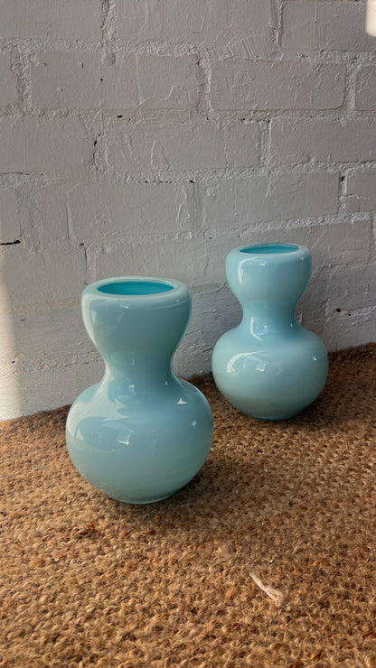 00'S GLOSSY SKY BLUE VASE – TWO