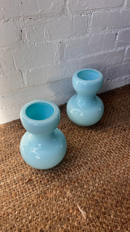 00'S GLOSSY SKY BLUE VASE – TWO