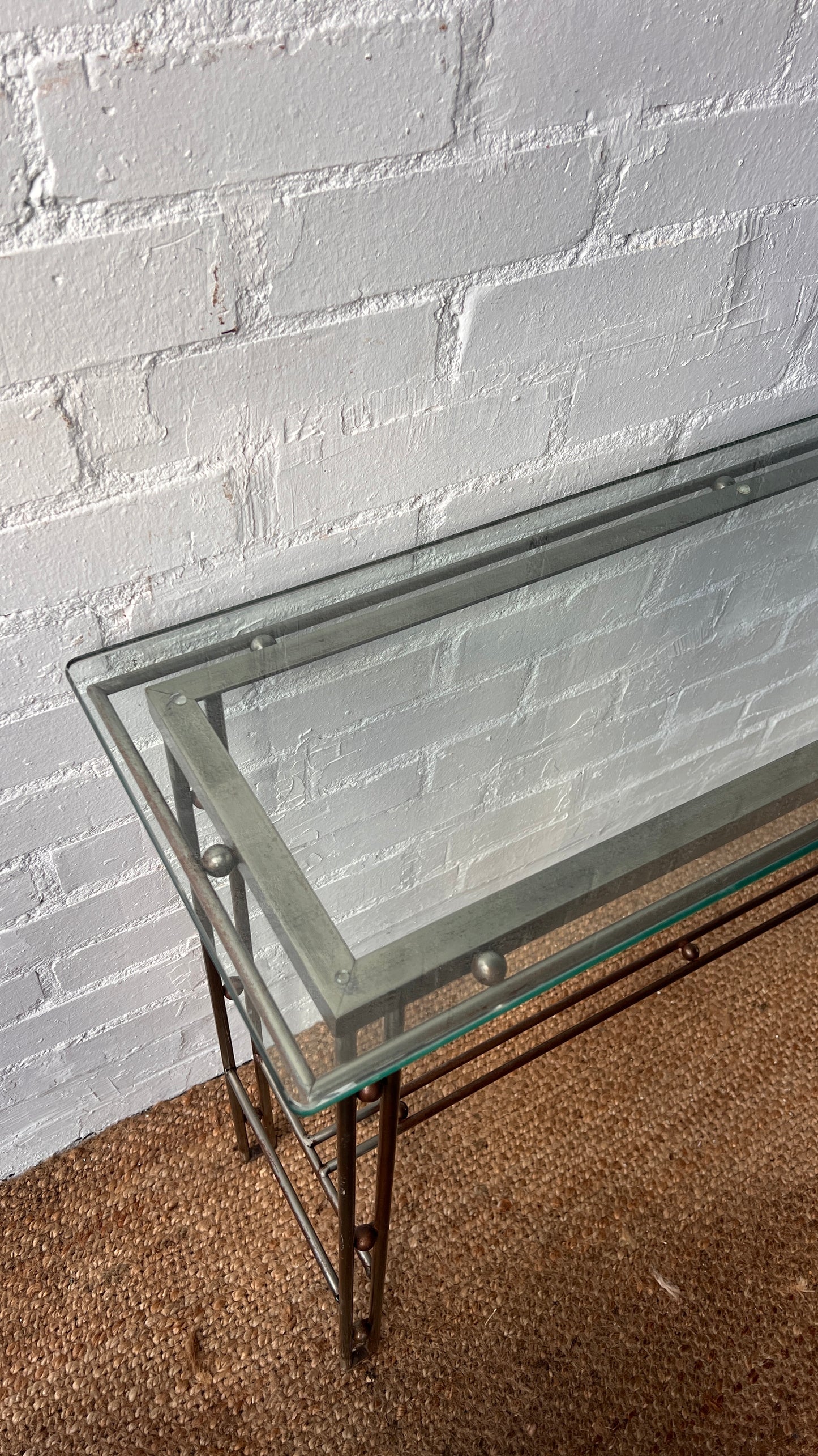 80S GLASS CONSOLE TABLE