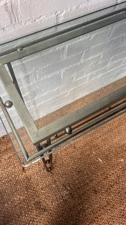 80S GLASS CONSOLE TABLE