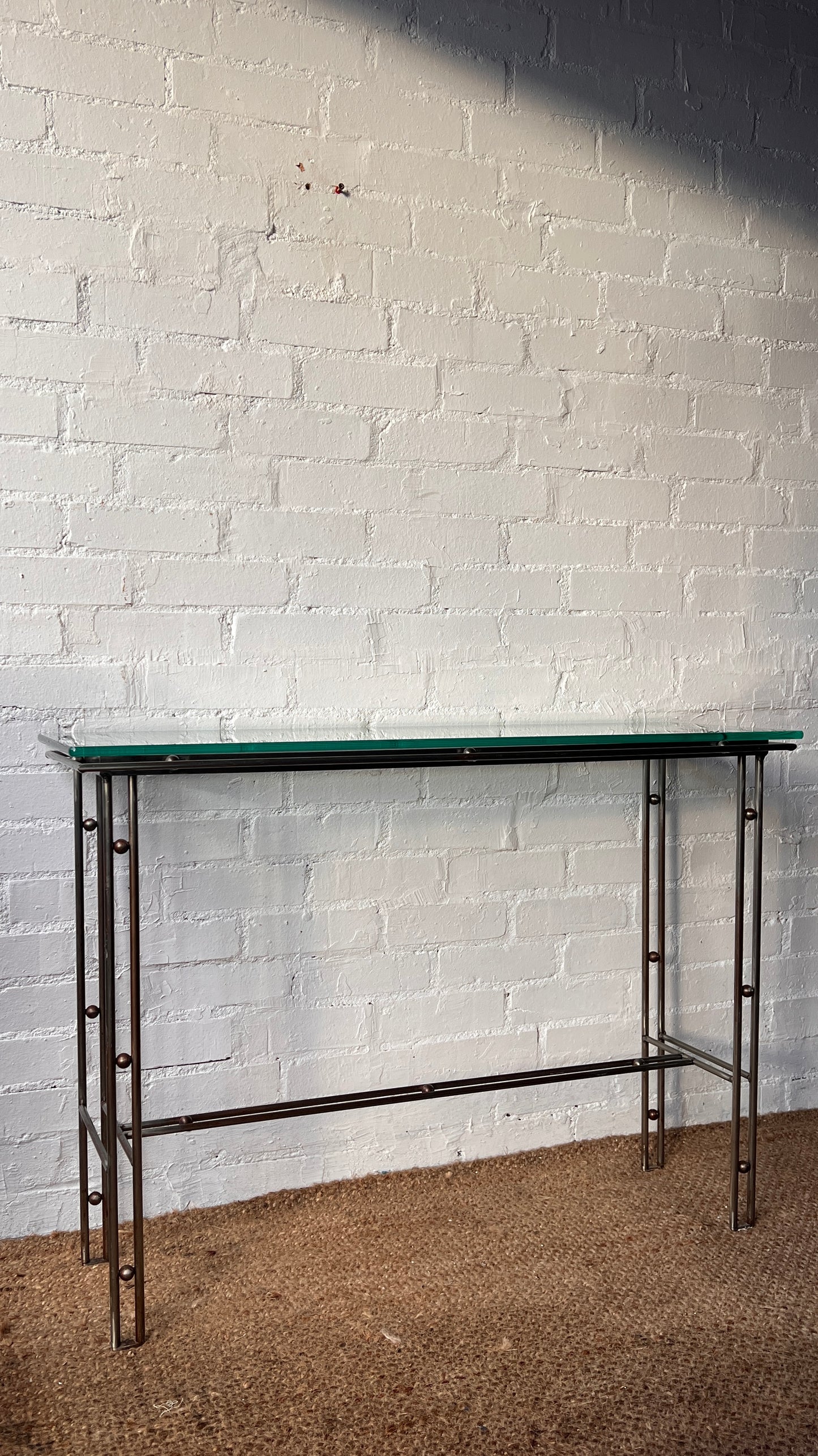 80S GLASS CONSOLE TABLE