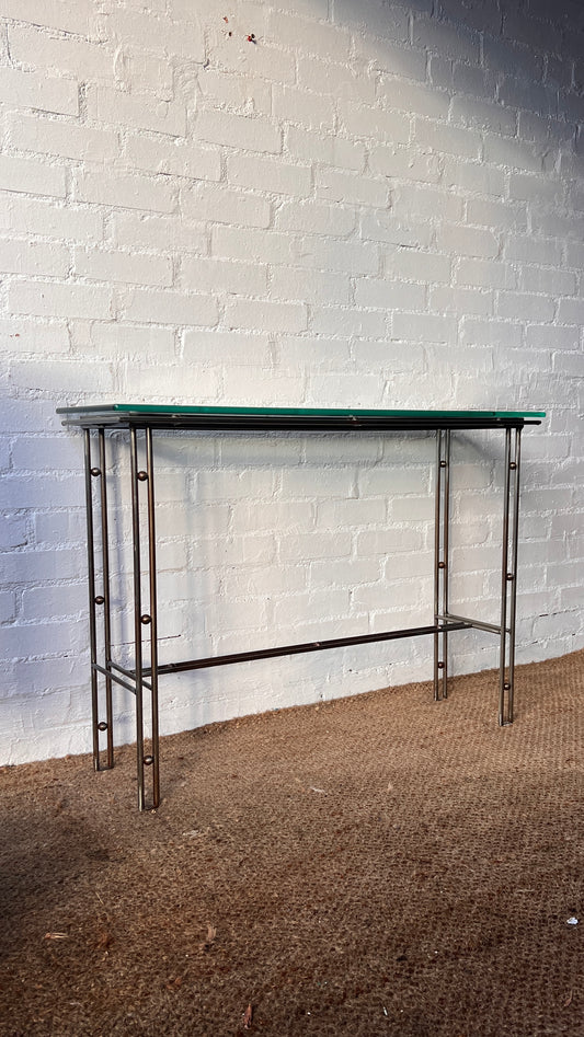 80S GLASS CONSOLE TABLE