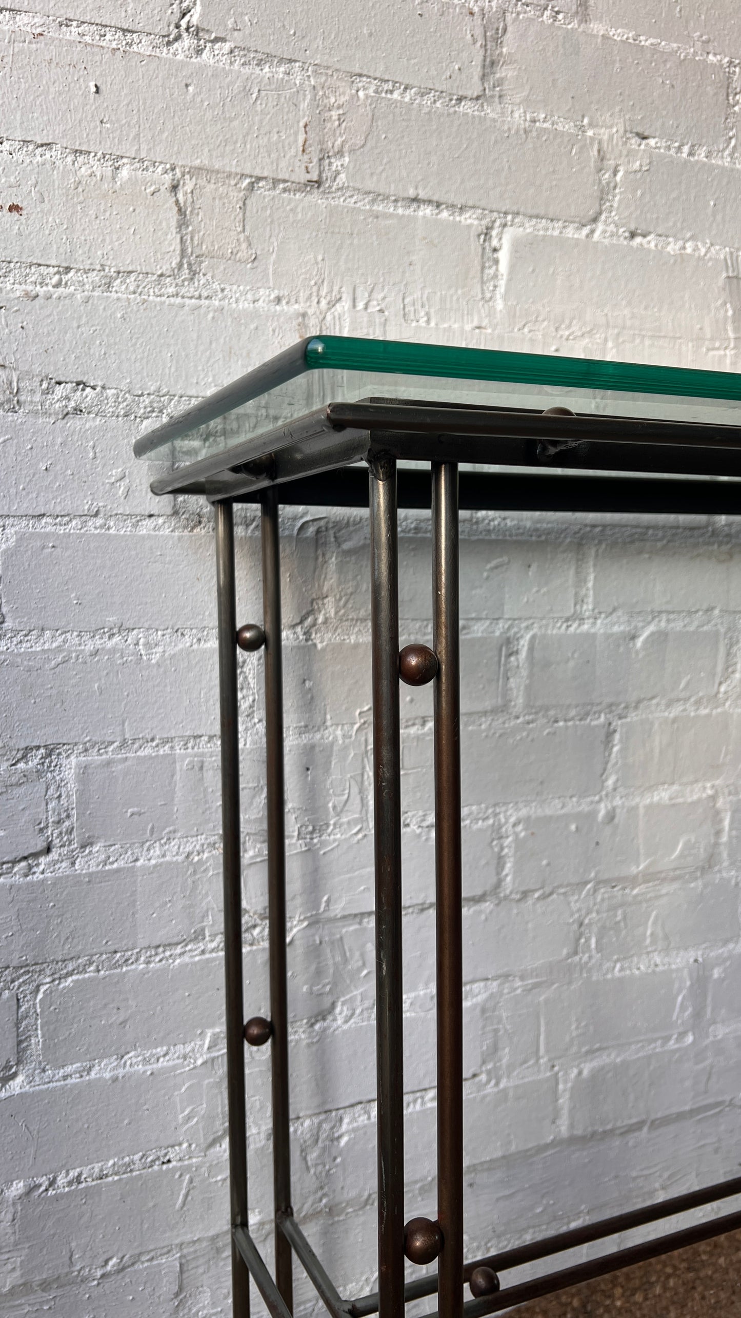80S GLASS CONSOLE TABLE