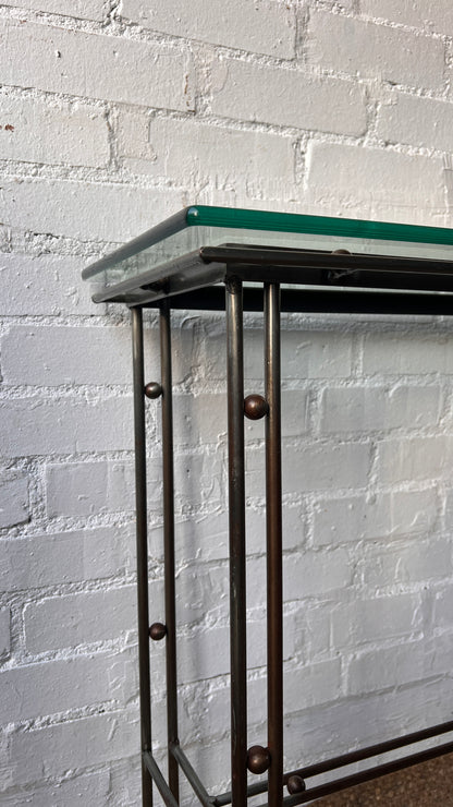 80S GLASS CONSOLE TABLE