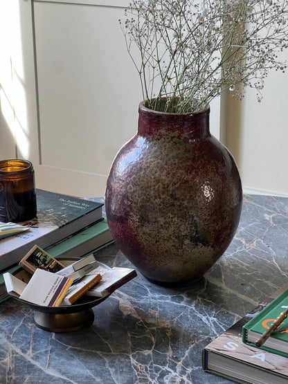 FRENCH BURGUNDY GLAZE CERAMIC VASE